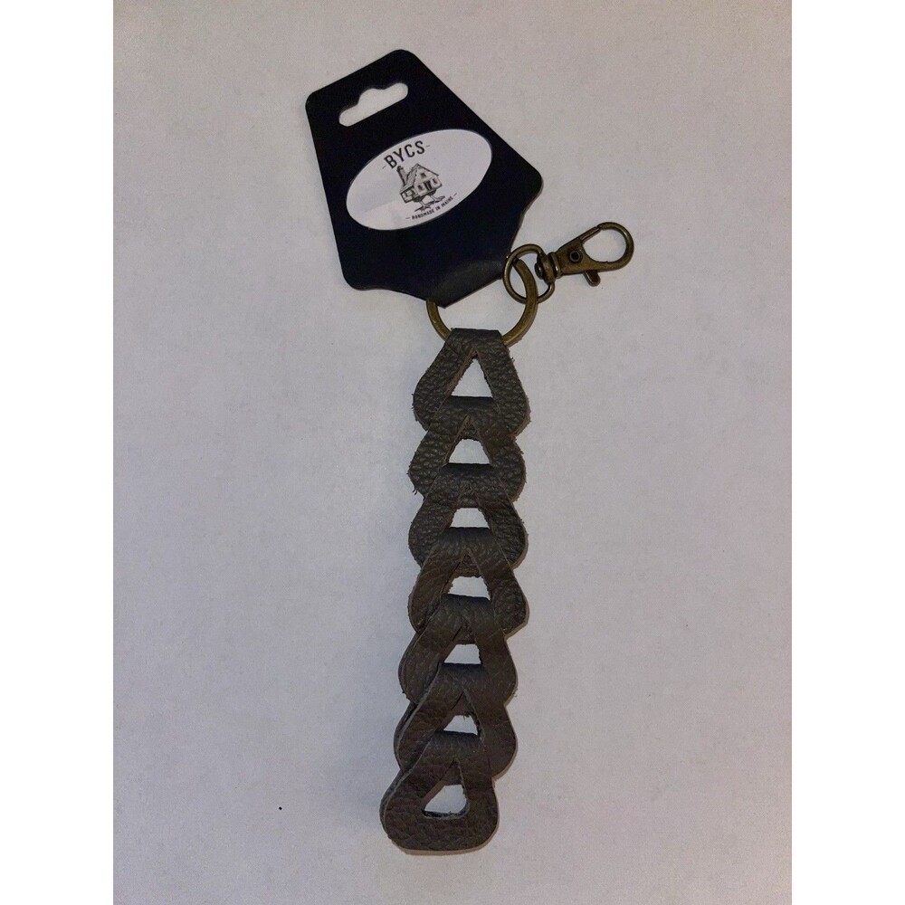 Baba Yaga’s Chicken Shack Handmade Gray Textured Leather Keychain